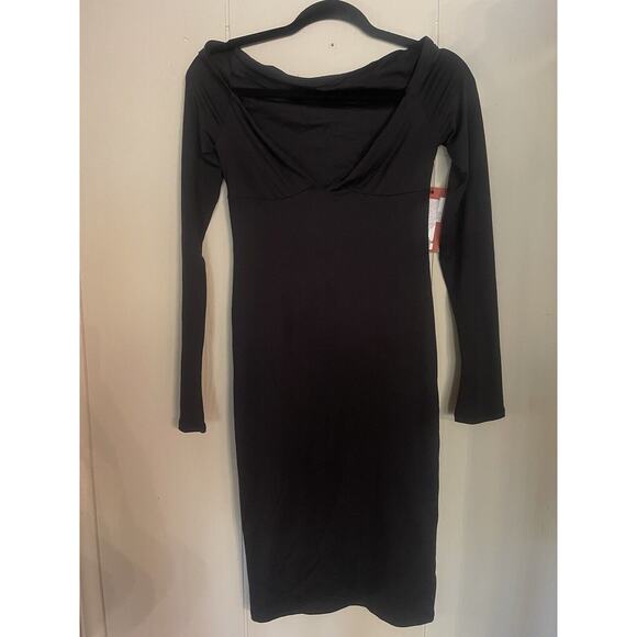 Alix NYC Jansen Little Black Dress Jersey Off The Shoulder Dress NWT $226 S - Picture 4 of 10
